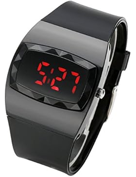 JSDDE Rot-LED Digital Uhr Sportuhr Casual Herren Damen Armbanduhr Elektronisch Quazruhr Gelee Sport Uhren