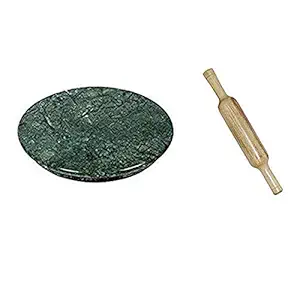 Truvic Green Marble Roti Roller/Chakla-Belan/Rolling Pin, 22 Cms