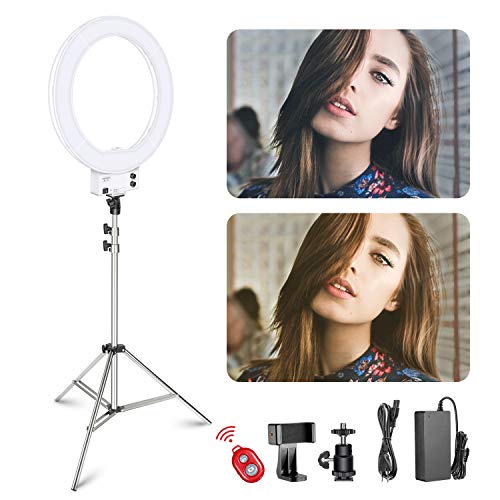 Neewer 18 pouces/48 cm Anneau Lumière LED Blanc avec Pied d'Eclairage Argenté, Ring Light Régalbl Neewer 18 pouces/48 cm Anneau Lumière LED Blanc avec Pied d'Eclairage Argenté, Ring Light Régalbl