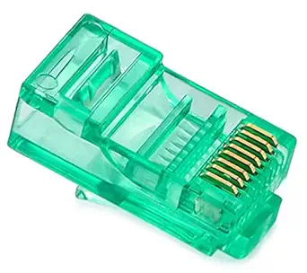 Eatech RJ45 Cable terminal Transparent Crystal Head Cat 6 Modular Plug Gold Plated Crimp Shielded STP UTP Computer PC LAN Ethernet Network Adapter Connector | Pack of 10 Pieces, Green Color