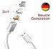 Produktbild 3-IN-1 IN BESTER QUALITÄT: Magnetisches USB Ladekabel passend für iPhone iPad & Android Smartphones Tablets - 30 TAGE GELD ZURÜCK - DEUTSCHE MARKE - Datenkabel mit USB-C, Micro-USB &  3in1 (Silber)