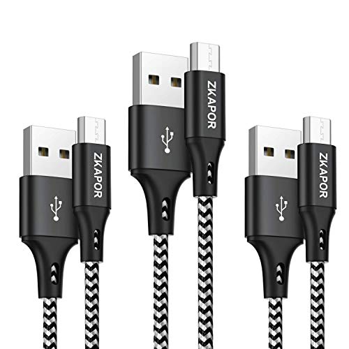 C  ble Micro USB en Nylon Tress    ZKAPOR Chargeur Samsung  2m  Lot de 3  Charge Rapide et Synchro Cordon de Donn  es C  ble USB pour Samsung Galaxy S7  S6  J3  J5  J7  Xiaomi Redmi 5  5Plus  Honor 6X  Huawei  LG  Nexus  Kindle  Echo Dot  Noir 