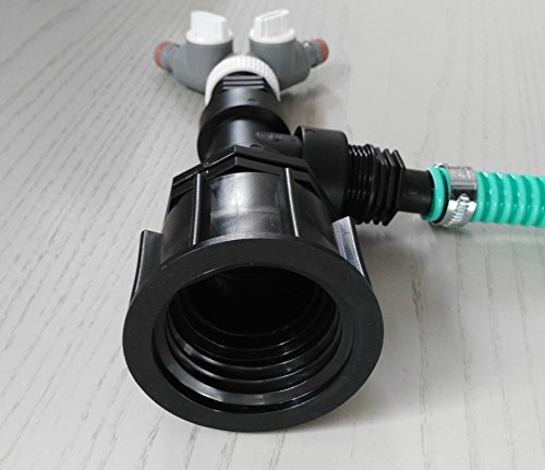 CME809382Y879119879487 mit Kugelhahn, Schlauch, Schellen, Schlauchtüllen, Y-Verteiler, Doppelnippel, T-Stück, Reduktion + Schraubkappe S60x6 Grobgewinde, IBC-Container-Zubehör-Regenwasser-Tank-Adapter-Fitting-Kanister-Fass-Wasser-Kanne - 5