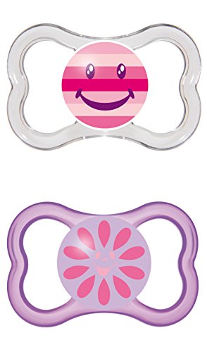 MAM Air Soothers with Sterilisable Travel Case for 6 months +  (2 Pack Pink)