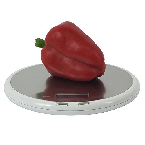 Kela 11548 Digitale Küchenwaage, Edelstahl, 1 g-Feineinteilung, Tara-Funktion, Bis 5 kg Gewicht, Libra, Weiß