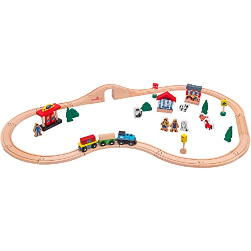 Legnoland 36573 - Pista Treno in Legno, 40 Pezzi
