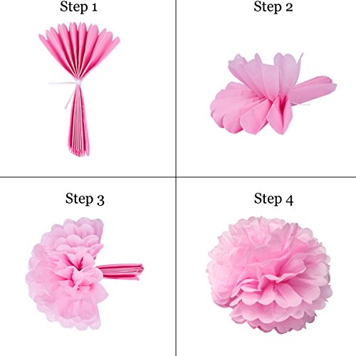 18 Stück Harcas Seidenpapier Pompons Blumen und Papierlaterne Party- oder Hochzeit Dekoration. - 4