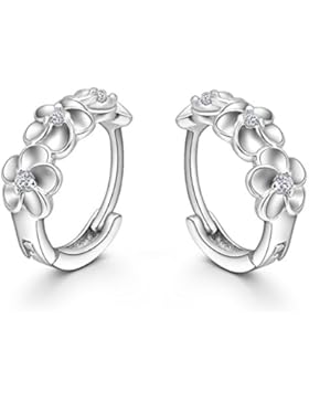 LDUDU® Damen Ohrringe Creolen mit Blumen Mädchen Ohrstecker Silber Sterling Geschenk Geburtstag Weihnachten Valentinstag