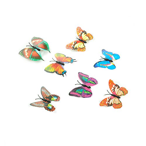 Preisvergleich Produktbild Ndier LED-Aufkleber, 8 Stück, Nachtlicht, 3D-Schmetterlingsform, bunt, für Haus