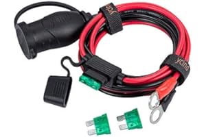YODSAN [UL Listed] YCIND 3/8" Eyelet Terminal to Female Cigarette Lighter Socket Battery Boost Cable Heavy-Duty 30A Fuse 12V/24V 12AWG Cord 6Ft