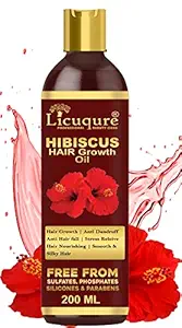 Licuqure Hibiscus Hair Oil Enriched With Organic ingredients - Promotes Hair Growth & Reduces Hair Fall & anti dandruff for men & women (200ML)