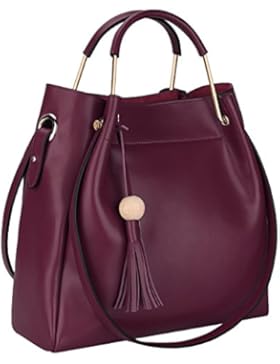 S-ZONE 3 Way Frauen Echtes Leder Top Griff Handtasche Tote Bag Schultertaschen mit Langen Schultergurt