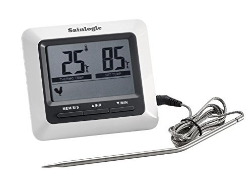 Sainlogic® Kochthermometer ,mit Großes, Digitales LCD Display, Digitalem Küchenwecker für Küchen,Essen, Fleisch, Kochen, BBQ,Grill,Ofen und Smoker
