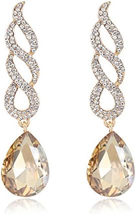 cheng xiao Twisted Waterdrop Clear &amp; Champagne Earrings for Women Wedding Jewellry-champagne