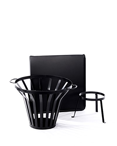 myGardenlust Feuerkorb mit Funkenschutz- Feuerschale groß aus Stahl mit Ascheschale – Feuerstelle für Garten, Terrasse und Balkon 54x54x45cm - 3