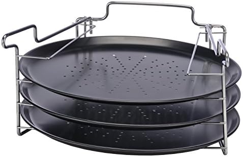 Jardinion Pizza Baking Set 4 PCs Baking Dishes 3 Baking Dishes Serving Cooking Modern Silver / Black STK