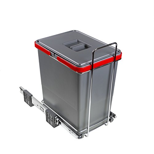 ELLETIPI - Ecofil PF01 34C1 - Cubo de Basura para Reciclaje extraíble para Base, plástico y Metal, Color Gris, 23 x 41 x 36 cm