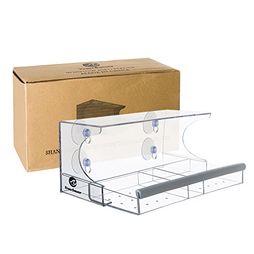 Frau Sauer Vogelhaus Fenster Modernes Vogelfutterhaus mit 4 haltbare Saugnäpfen, durchsichtiges Acryl - 7