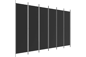 vidaXL Rumsavdelare 6 paneler svart 300x200 cm tyg