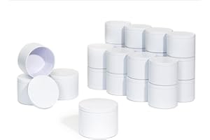 JULWHISPER Candle Tins with Lids, 24 Pack 8oz/236ml Seamless Bulk Candle Containers for Candle Making Supplies Empty Candle Jars - White