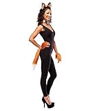 Fuchs Dame Kostüm Set 5-tlg Spitze Kunstfell