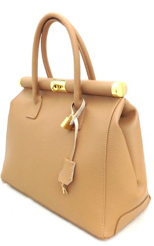 Everything Fashion gem Hazel Satchel Bag by Elegant Woman with handles and shoulder strap Genuine leather Made in Italy 35x28x16cm