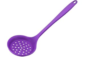 BESTONZON Écumoire à fente en silicone cuillère à cuisson louche passoire filtre professionnel passoire avec longue poignée (couleur aléatoire)
