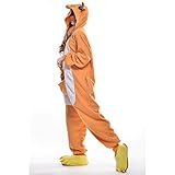 Free Fisher Damen/ Herren Schlafanzug Pyjama, Tier Kostüm, Känguru Gelb, Gr. L (Körpergröße 170-178 CM) -