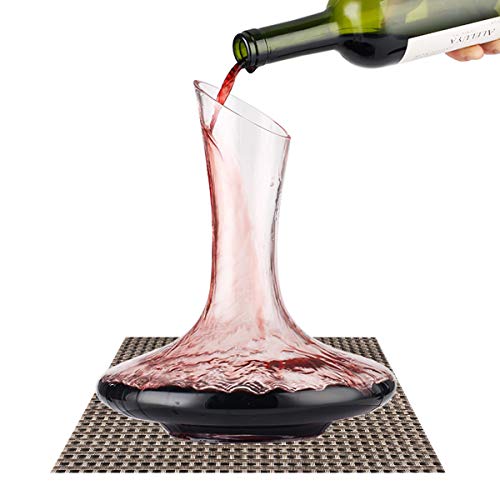 BOQO Decantador Vino, 1800ML Aireador de Rojo Vino ,Cristal de Jarra Regalos, Accesorios de Vino