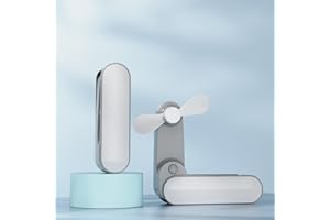 Rawrr Mini wentylator USB, zasilany bateriami, przenośny, cichy, do ponownego ładowania, mały wentylator biurkowy, składany wentylator kieszonkowy (biały)