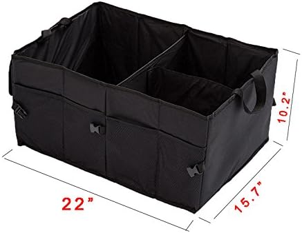 Trunk Organizer Heavy Duty Cargo Storage Box For Car Truck SUV Durable Collapsible Cargo Storage Multipurpose Oxford Fabric for Travel Vacation Camping Black