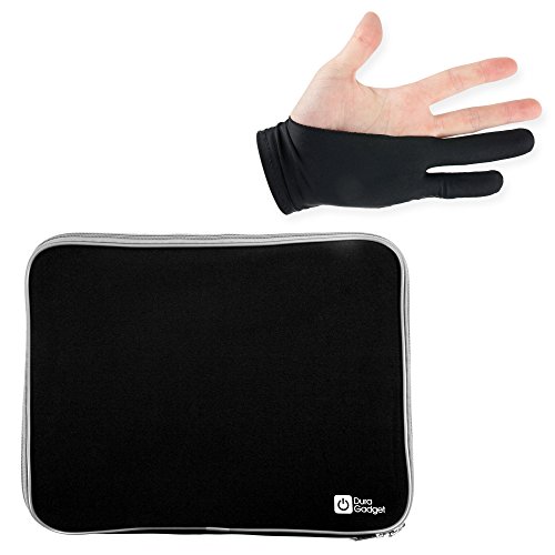 Preisvergleich Produktbild Schwarze Neopren-Hülle und anwuchsverhindernder (antifouling) Künstler-Handschuh für WACOM Intuos Grafiktabletts (CTL-490DW-S, CTL-490DB-S, CTH-490AK-S, CTH-490AB-S und CTH-490CK-S)