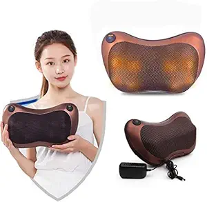 Bletilla Premium Electronic Cushion For Neck & Full Body Massages, Thermotherapy & Magnetic Therapy | Massager Pillow (Brown)