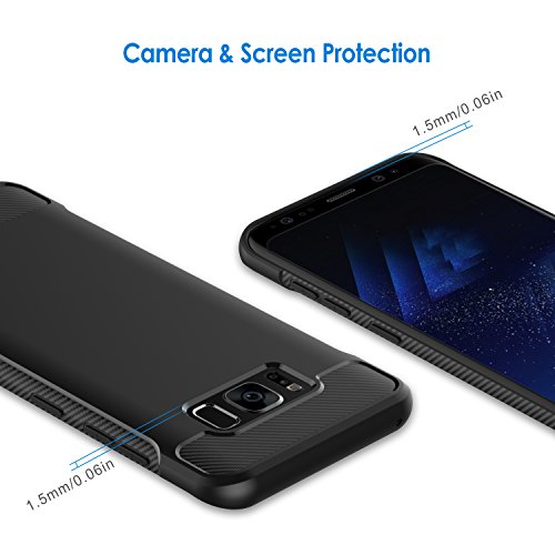 JETech Funda para Samsung Galaxy S8 Plus  Carcasa con Absorci  n de Impacto  Dise  o de Fibra de Carbon  Negro
