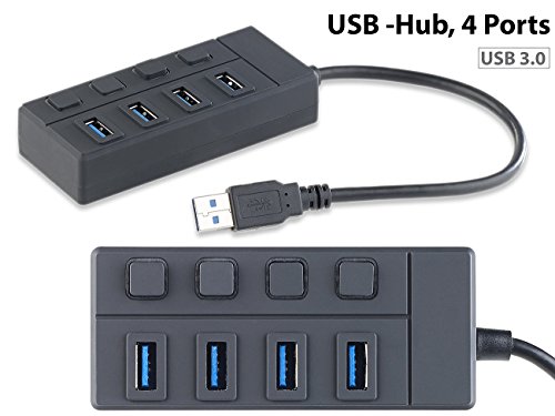 Xystec USB-3.0-Hub mit 4 Ports, einzeln schaltbar, bis 5 Gbit/s - 4