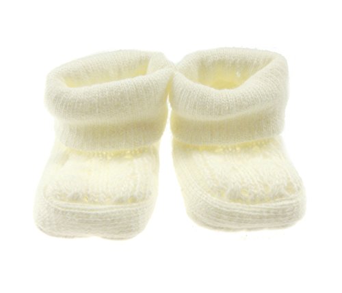 Beautiful Knitted Newborn Baby Bootees - Cream
