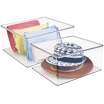 mDesign 2er-Set Wäschebox – 17,8 cm hohe Kleiderkiste mit Deckel für