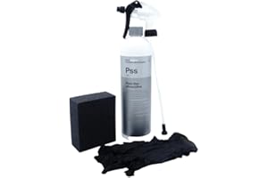 ‎VETERANICAR Koch Chemie Pss Plast Star Siliconfrei Kunststoffpflege 1 Liter Set (Sprühkopf + Schwamm + Handschuhe)