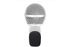 WOKYO Sostituzione della testa del microfono, in rete di acciaio, a sfera, con interno in schiuma, adatta per Shure SM58 (argento, 1 pezzo)