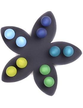 5 Paar Polaris Ohrstecker 8mm, Blau- und Grüntöne auf schwarzer Blume von Adi-Modeschmuck in Berlin