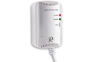 D MODUN Rilevatore di Gas, Monitor di perdite di Gas Naturale/GPL/Carbone, Sensore di gas Metano Propano Butano, Allarme acustico e visivo da 100 dB, Rilevatore Gas Plug-in per Cucine, Camper e Garage