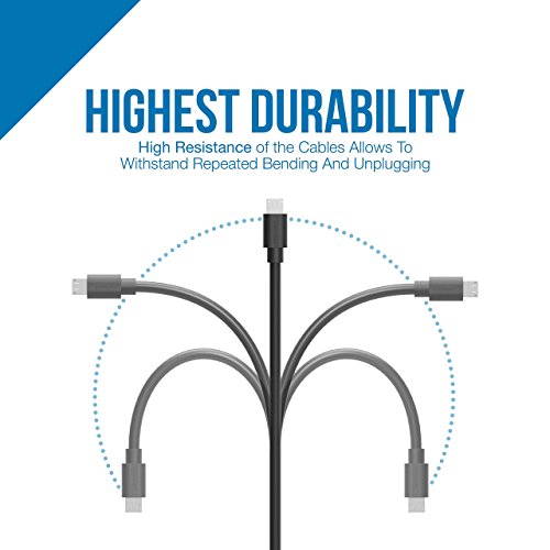 Sabrent USB-Kabel [6-packung] 22 AWG Premium-Micro-USB-Kabel (X3-0.90Meter + X3-0.60Meter) USB 2.0 Hochgeschwindigkeits A Stecker an Micro-B Sync und aufladen Kabel [Schwarz] (CB-U631) - 10