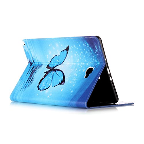 Etsue Kunstleder Schutzhülle für Samsung Galaxy Tab A 10.1 Zoll/P580 Leder Tasche Bookstyle Hülle Flip Case Wallet Cover, Bunte Retro Muster Schutz Hülle Etui Schale Weich TPU Innere mit Magnetverschluss Standfunktion Kartenfächer für Samsung Galaxy Tab A 10.1 Zoll/P580 + 1x Glitzer Staub Stecker + 1x Blau Eingabestift-Butterfly - 5