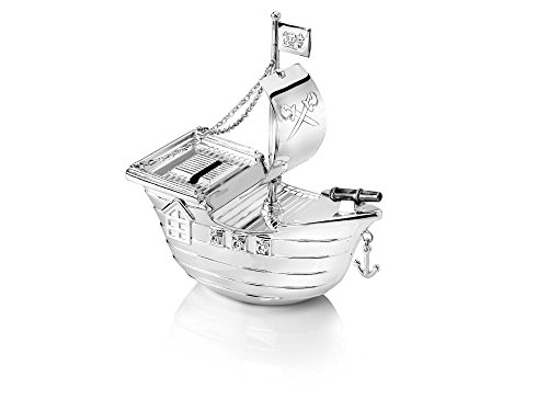 Spardose Piratenschiff versilbert anlaufgeschützt 13,5x6,5x15,5cm