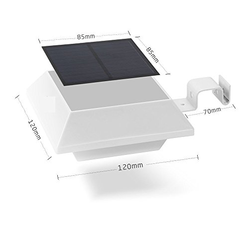 200LM LED PIR Sensor Solarlampe Drahtlos Kaltweiß 7000K Solarleuchte Solar Leuchte Lampe mit Bewegungsmelder Wasserdicht Sicherheit Licht für Garten, Outdoor, Terrasse, Haus, Auffahrt, Treppen, Zaun etc(Weiß 4-pack) - 3