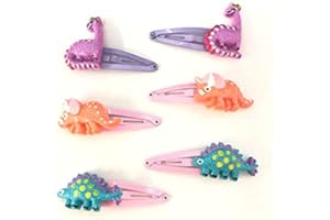 ALLSORTS Pack of 6 Dinosaur Glitter Hair Clips Girls Hair Accessories