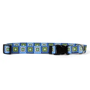 Yellow Dog Design Blue Blocks Dog Collar 3/4