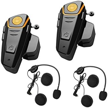 Enchicas 2 Packs Waterproof Bluetooth Wireless Helmet Intercom Headset Headphones for Motobike Motorcycle Communication System (FM Radio/Phone Music/GPS/Range 1000M/UK Plug Charger)