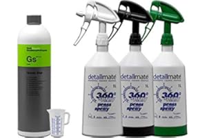 Detailmate - Lot de nettoyants universel KochChemie Green Star 1L - 3 vaporisateurs - Fabriqué par Kwazar Mercury Super PRO Une pression pour deux vaporisations, 1 litre + Verre doseur 50 ml