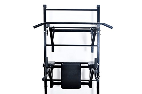 Turnwand Sprossenwand Klimmzugstange Dips Bauchtrainer Rückentrainer Reckstange Schwarz - 2